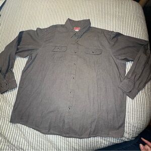 Wrangler Gray 2XL Western Shirt Long Sleeve Pockets Workwear Chore